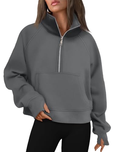 Image of AUTOMET Womens Sweatshirts Half Zip Cropped Pullover Fleece Quarter Zipper Hoodies 2026 Fall Fashion Outfits Clothes