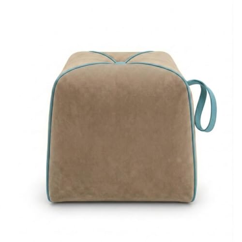 Image of CASASTYLE Signature Velure Suri Accent Pouf | Boston Fabric | 40D High-Density Foam | (Warm Sand Beige) | Footrest, Vanity Ottoman & Accent Seat for Home, Office, & Hotel