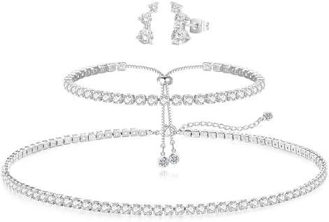 Luxval Tennis Necklace 14K Gold Plated Rhinestone Butterfly Choke...