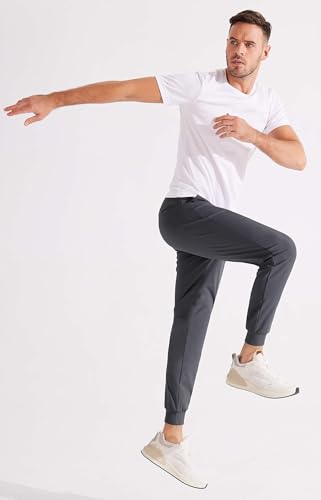 Libin Herren Golfhose Stretch Slim Fit Golf Jogginghose Anzughose Sporthose Lang Jogger Pants Chino Stoffhose mit Taschen, Dunkelgrau L