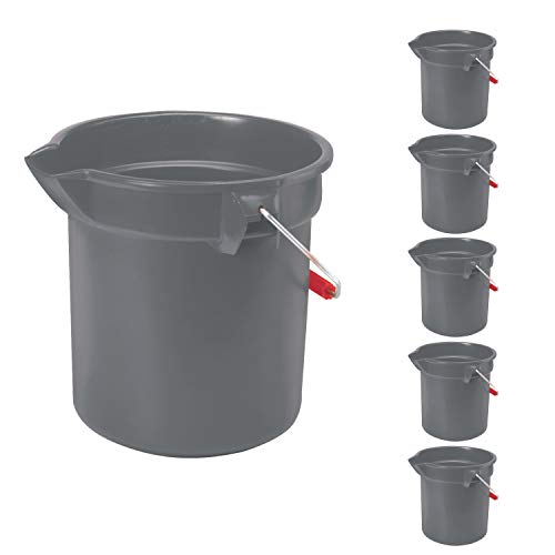 Image of Rubbermaid Commercial Products 14 Qt Brute Heavy-Duty, Corrosive-Resistant, Round Bucket, Gray (6-Pack)