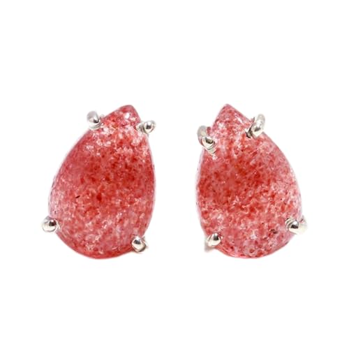 Boucles d'oreilles quartz fraise en argent poire pour un cadeau d'anniversaire
