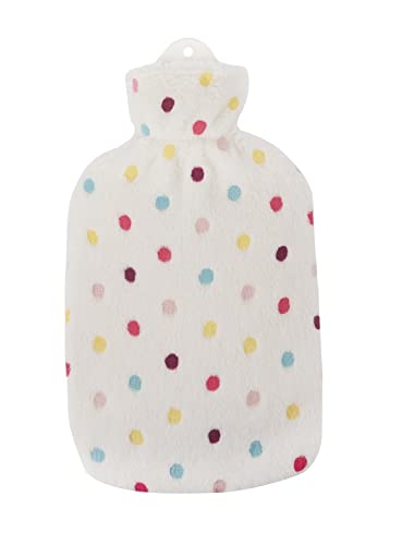 Wärmflasche 100% Naturgummi Weiß Bunte Punkte 2 L Bettflasche Wärmekissen by Sänger Cover