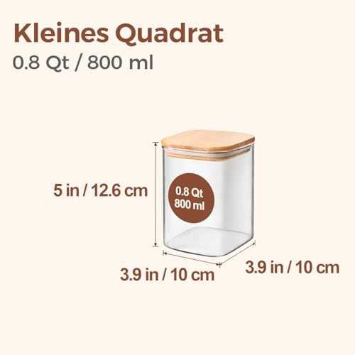 ComSaf 6er Set Vorratsgläser mit Deckel Luftdicht 800ml – Glasbehälter mit Deckel & Vorratsgläser für...