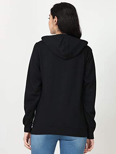 Image of Wafaa Women's Cotton Plain Hooded Neck Full Zipper Sweatshirt Hoodies with Kangaroo Pocket