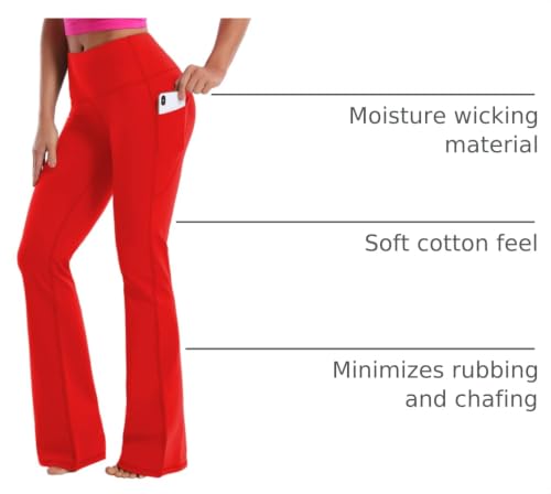 Image of BUBBLELIME 29 inch /31 inch /33 inch /35 inch /37 inch Women High Waist Bootlegs Yoga Pants Tummy Control Bootcut Workout Flared Out Pockets