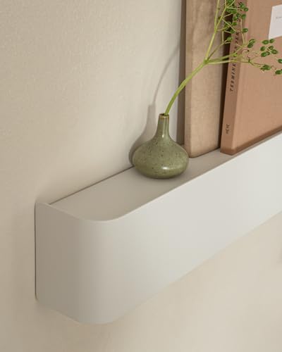 Kazai.® Wandgarderobe ’Tone’ | Moderne Garderobe mit versteckten Jackenhaken und Ablage | Design Flur-Garderobenleiste aus Metall | Hakenleiste Wand-Montage | Weiß