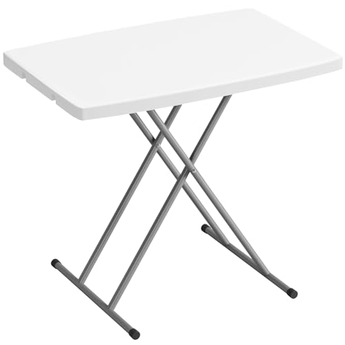 Image of BestOffice 30 Inch Picnic Table, Utility Foldable Tray Table for Small Spaces, Small Desk Adjustable Height for Party Event, Camping, White