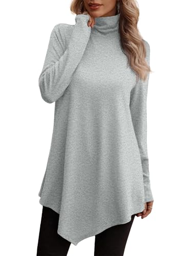 Image of JUSTFASHIONNOW Turtle Neck Shirts for Women Long Sleeve Fall Tunic Tops