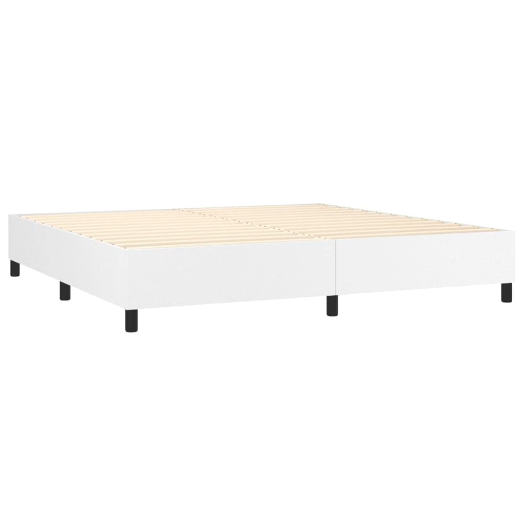 vidaXL Estructura de Cama con Somier, Somier de Matrimonio de Listones, Base de Cama Tapizada, Mueble para Dormitorio Hogar, Cuero Sintético Blanco 200x200 cm