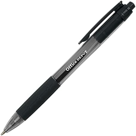 Office Depot® Brand Retractable Ballpoint Pens With Grips, Medium Point, 1.0 mm, Black Barrels, Black Ink, Pack Of 50 Pens image 4
