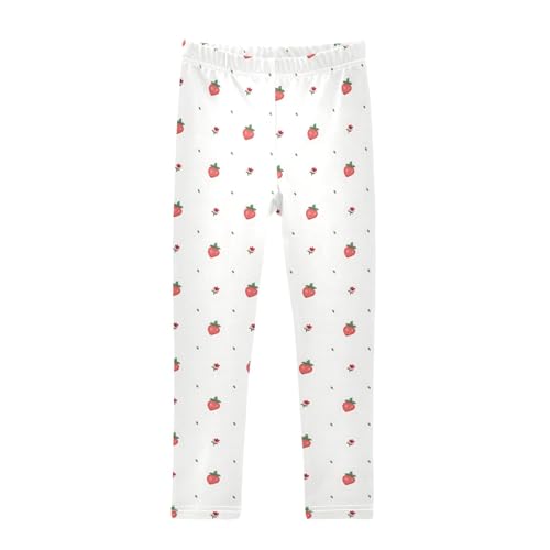 Little Strawberry Cute Pattern Girls Leggings Soft Comfortable Athletic Leggings Dancing Pants for 4-10 Years