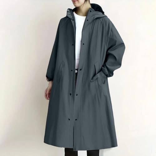 goeamcru Womens Rain Coat，Womens Waterproof Jackets Lightweight Hooded Rain Coat Women Cold Weather Long Sleeve Windbreaker Climbing Outdoor Hooded Ladies Winter Trench Coat
