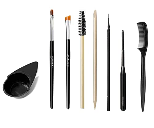 Set per colorazione piccolo Makki da 8 pezzi, ciotola per miscelare, ciotola per ciglia, sopracciglia, tintura, pennello per miscelare, ciotola per stick