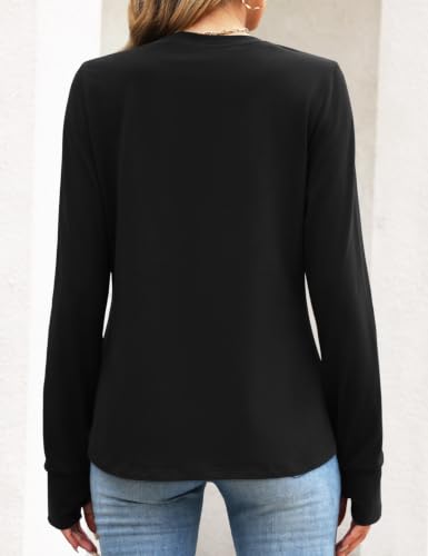 JUSTFASHIONNOW Womens Cotton Long Sleeve Shirts with Thumb Holes Tunic Tops - image 6