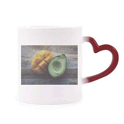 Caneca de frutas tropicais com imagem de abacate sensível ao calor, caneca de grés que muda de cor v