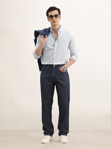 Image of WROGN Men's Mid-Rise Jeans | 100% Cotton | Anti-Fit Relaxed Silhouette