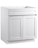 VEVOR White Shaker Base Cabinet, 30-Inch Unassembled Sink Base Cabinet, 30' W x 24' D x 34.5' H Ready to Assemble Cabinet with Soft-Close Doors and Adjustable Shelf, for Home Office