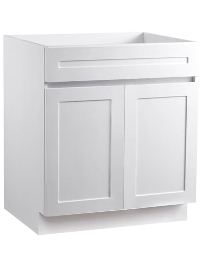 VEVOR White Shaker Base Cabinet, 30-Inch Unassembled Sink Base Cabinet, 30' W x 24' D x 34.5' H...