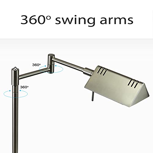 O'bright Led Pharmacy Table Lamp, Full Range Dimming, 12W Led, 360 Degree Swing Arms, Desk, Reading, Craft, Work Lamp, Etl Tested, Brushed Nickel #TOP3