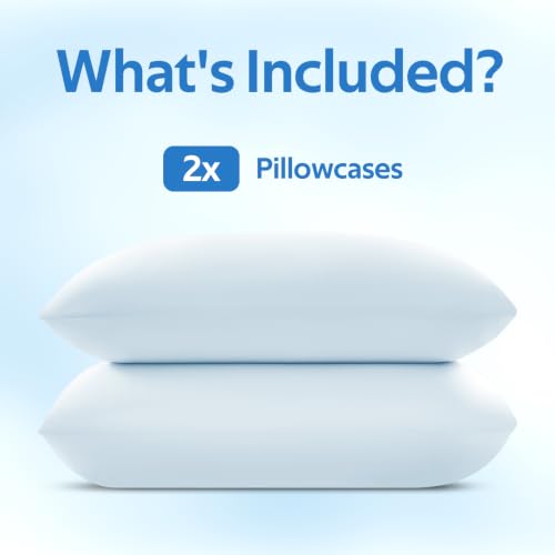 Image of Ice Fabric Cooling Pillowcases 2 Pack, Q-Max>0.5 Coolmax Pillow Cases with Envelope Closure, Silky Soft and Breathable Pillow Covers for Hot Sleepers, Fits King Size Pillows (20x36 Inches), Blue
