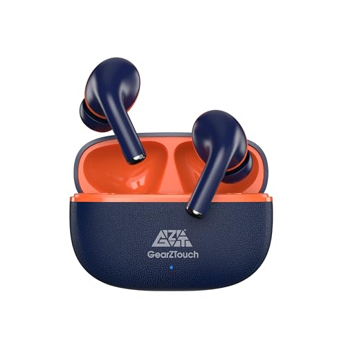 GearZTouch Trendy Buds PRO Wireless Buds with Fast Charging & Premium Glossy & MATT Finish Upto 42H Playtime| Dual 10mm Driver | IPX4 Water-Resistance| BT5.3 | Quad Mic with ENC | Touch Control- Blue