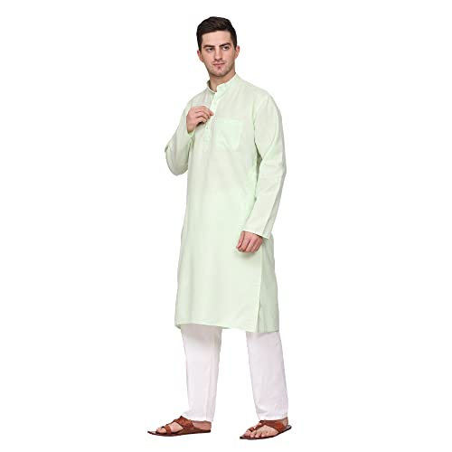 Image of ITOS365 Men Cotton Blend Kurta Pyjama Set Party Fashion Regular Ethinic Wear Indian Dress Gift for Men
