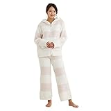 [Seap] ルームウェア レディース パジャマ もこもこ パーカー & ロングパンツ 上下 2点 セット 504 (ピンク)