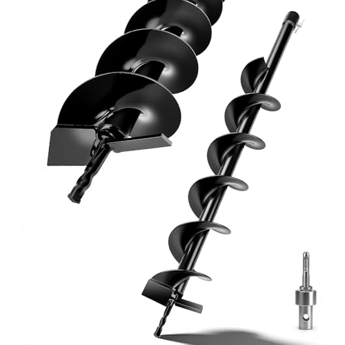 DENEWERK Erdbohrer Bohrschnecke Ø 100 mm Kompatibel Mit SDS-Plus Stahl-Ersatzbohrer Querbolzenaufnahme Idel für Erdlochbohrer Zaun- & Pfahlbohrer