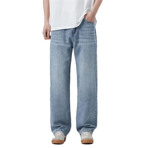 Men's Elastic Denim Jeans, 2025, Soft Loose Wide Pants, Casual Streetwear, Elastic Waist