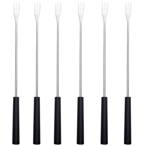 Cabilock 6Pcs Stainless Steel Fondue Fork Baking Tools for Fruits Cheese Kitchen Grill Forks with Comfortable Handles