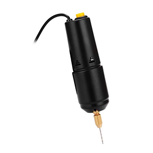 FTVOGUE Mini Taladro Manual, Taladro Eléctrico Portátil Alimentado por USB para Hacer Modelos de Bricolaje, ABS y Metal Negro, Herramienta de Perforación Compacta de 5 V con 3 Puntas y Llave