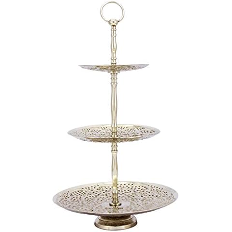 Orientalische Etagere 3 Etagen aus Metall Aghdas Silber 50cm Hoch Cover