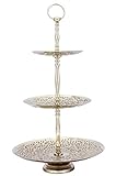 Schöne Muffinständer aus Aluminium versilbert, 3 Stöckig Silberfarbig, Handarbeit aus Indien, liebevoll marokkanisch verziert, inklusive Stange und 3 Servierteller, als Sevierplatte auf dem Esstisch im Esszimmer, Gebäckschale auf dem Couchtisch im Wohnzimmer, Servierschale für arabische Süßigkeiten Pralinen und Bonbons, Hochzeitsdeko oder Kuchenständer für Ihre Hochzeitskuchen, Dekorative Obstschalen Obstkorb in der Küche für mehr Platz auf der Arbeitsplatte.