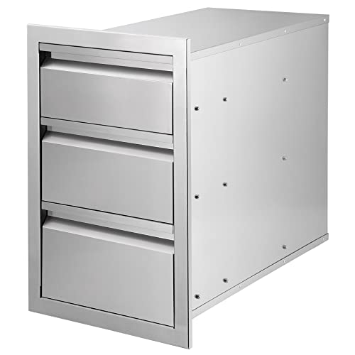 Seeutek Outdoor Kitchen Drawers 15" W x 25" H x 18.7" D, Stainless Steel Flush Mount Access BBQ Drawers with Embedded Handle, BBQ Island Drawers for Outdoor Kitchens & BBQ Island Patio Grill Station