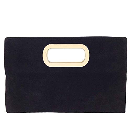 Image of Top Handle Faux Suede Clutch