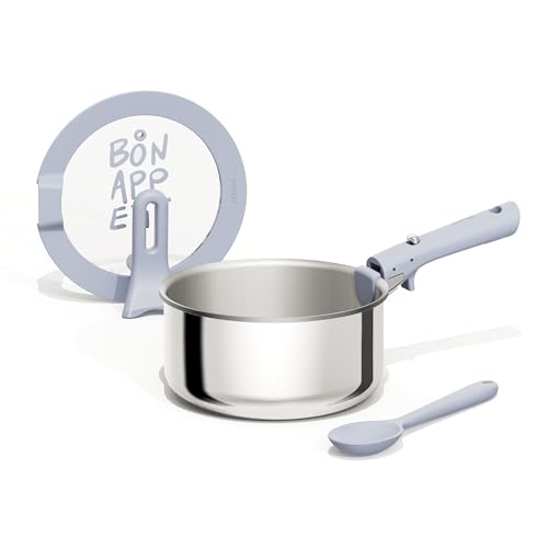 Comparison: Best 4 Qt Saucepan With Helper Handle 4 CAROTE 4QT Stainless Steel Sauce Pan with Stand-Up Lid, Nonstick Stainless Steel Pot with Detachable Handle, Non Toxic Kitchen Saucepan, Induction Kitchen Cookware, Oven Safe to 600°F