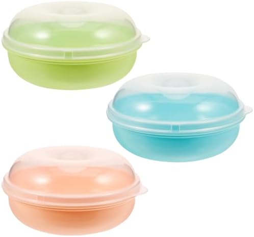 Alipis 3pcs Bagel Fresh Holder Container Donut Keeper Airtight Sandwich Container Round Bagel Fresh Saver Reusable Muffin Bread Fruit Storage Box for Fridge, BCETR45H14OZY44345Q1T
