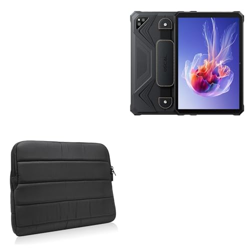 BoxWave Case Compatible with Oscal Spider 8 - Polar Jacket, Puffy Padded Material Zip Up Sleeve Pouch - Jet Black