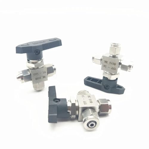 EXBWXNIL Schnellschraube aus Edelstahl 304, 3-Wege-Kugelhahn, Plattenventil, PU-Schlauch, Luftröhre, L-Typ, Schalt-Dreiwegeventil(10mm OD Tube)