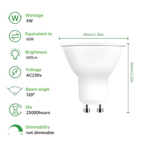 Lampadine LED GU10, 5Watt Pari ad alogene da