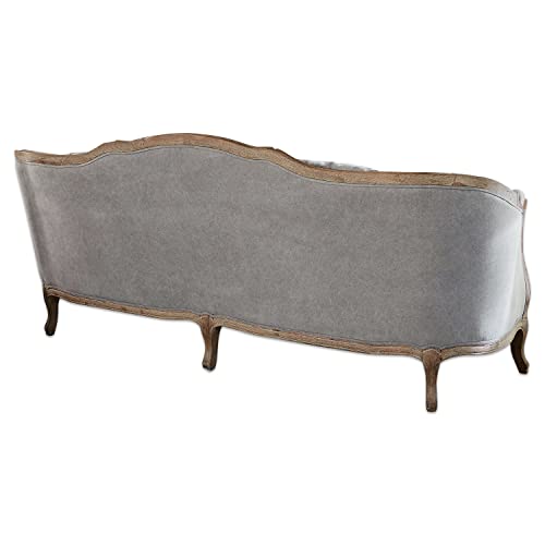 Loberon Sofa Monneville, luxuriöses Design inklusive diverser Kissen, abnehmbare Bezüge, Couch, Sitzmöbel, Eichenholz, Viskose, Leinen, grau – Bild 6