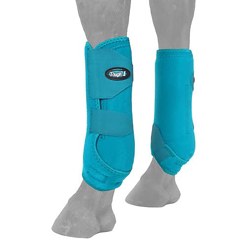 Botas esportivas ventiladas para cavalos Tough 1 Extreme, Turquoise, tamanho Grande (Large), conjunto com 4