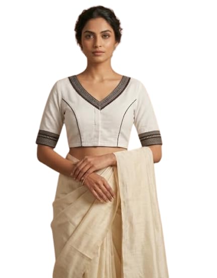 Women’s Stylish Ethnic Readymade Blouse for Saree Lehenga Festive Wedding Traditional Fancy Designer Blouse Top White-002-image-0