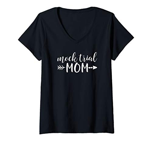 Womens Mock Trial Mom & Arrow in White Text Gift ACN039b V-Neck T-Shirt