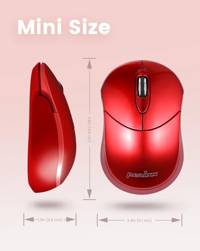 Image of Perixx PERIMICE-802R Bluetooth Wireless Mouse - Compact Portable Design for Windows, macOS, iOS, and Android - 1200 DPI Optical Sensor - Red