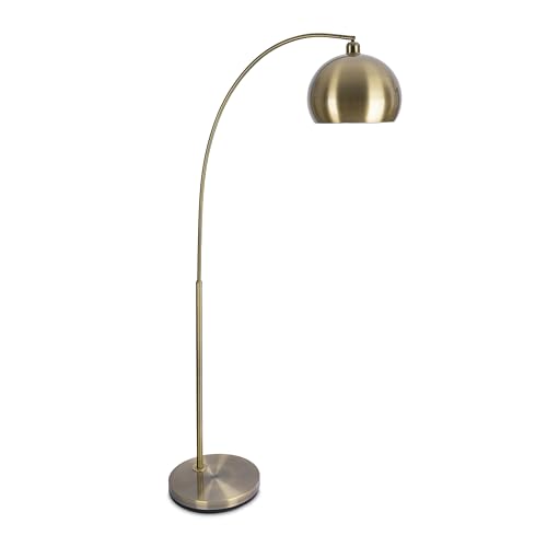 Relaxdays Lampada da Terra ad Arco in Metallo Oro, Attacco E27, Soggiorno e Camera da Letto, 180x92x35 cm