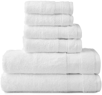 Wamsutta 6-Piece Hygro Duet Bath Towel Set Includes Washcloths,Hand Towels Bath Towels (White)