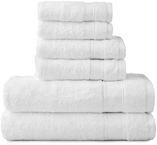 Wamsutta 6-Piece Hygro Duet Bath Towel Set Includes Washcloths,Hand Towels Bath Towels (White)
