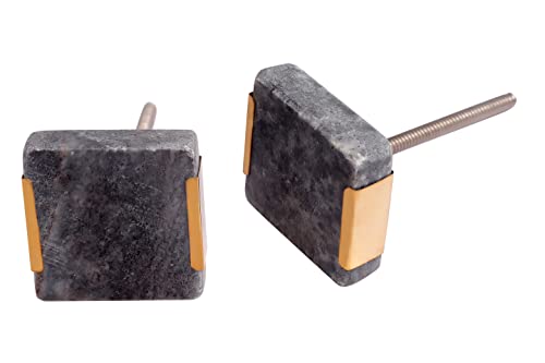 Nacnic Set of 6 Square Stone knobs. 40 mm, Blue and White Squares - Image 4